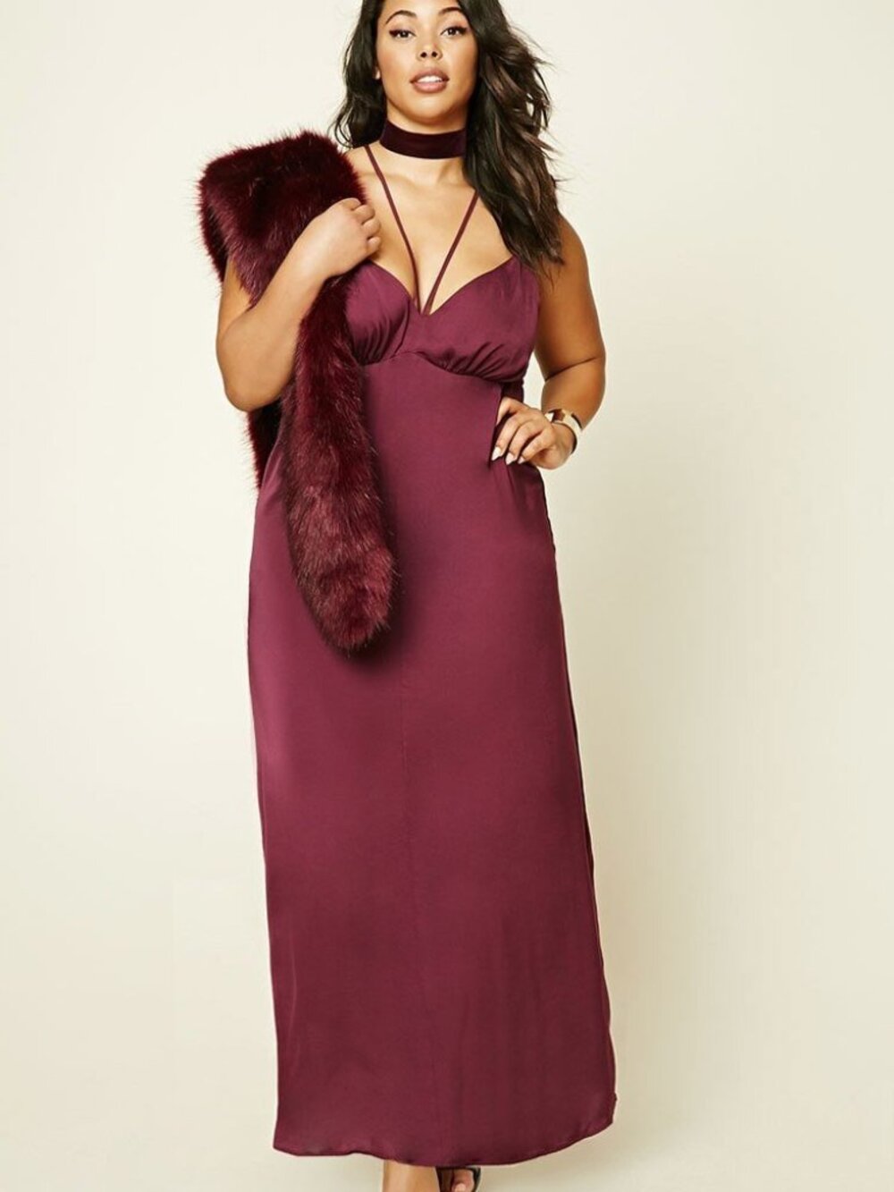 Forever 21+ Plus Size Aubergine Strappy Maxi Dress Xl/2X